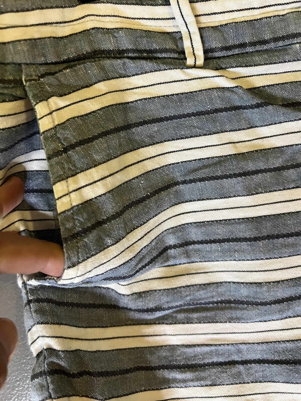 Ann Taylor LOFT Shorts Womens 8 Blue Striped Chambray Riviera Tassel Waist Chino - Picture 2 of 7